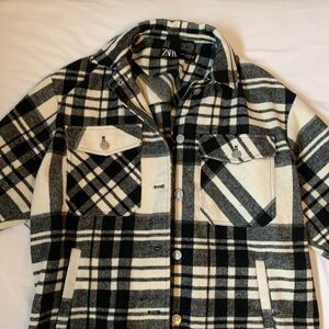 Zara black and white plaid jacket